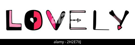 Vektorgrafik „Happy Valentines Day“. Liebe und romantische Schriftzüge. Stock Vektor