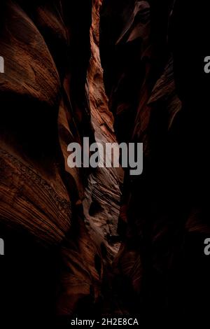 Dunkle Kurven auf den Canyon Walls des Buckskin Gulch Slot Canyon Stockfoto