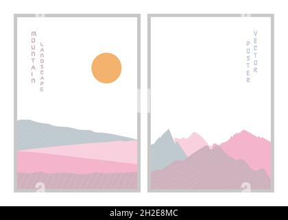 Abstraktes Poster zur Berglandschaft. Vektorgrafik. Poster Stock Vektor