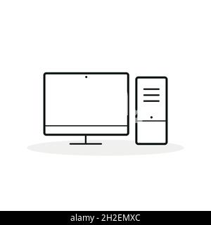 Desktop-Computer-Symbol. Dicke Linie. Vektorgrafik, flaches Design Stock Vektor