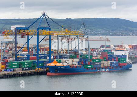 Belfast Container Terminal, Belfast Harbour, City of Belfast, Nordirland, Vereinigtes Königreich Stockfoto