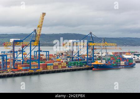 Belfast Container Terminal, Belfast Harbour, City of Belfast, Nordirland, Vereinigtes Königreich Stockfoto