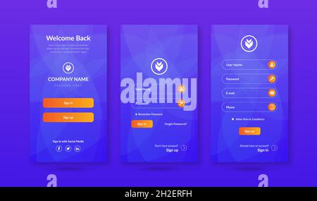 Moderne & kreative Willkommen Anmeldung Login-Bildschirm Vorlage Stock Vektor