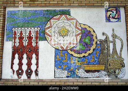 Mosaik, Staatliches Museum für angewandte Kunst Usbekistans, Oʻzbekiston Respublikasi Amaliy Sanʼati Muzeyi, Taschkent, Usbekistan, Zentralasien Stockfoto
