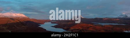 Panorama von Cul Mor, Suilven und Canisp Bergen, Highland Scotland Stockfoto