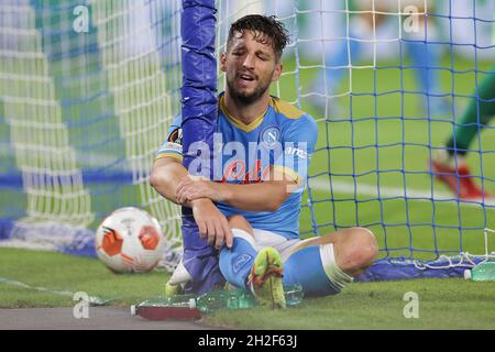 Napoli, Italien. Oktober 2021. Dries Mertens von SSC Napoli dejection während des Europa League 2021/2022 Gruppe C Fußballspiels zwischen SSC Napoli und Legia Warszawa im Diego Armando Maradona Stadion in Napoli (Italien), 21. Oktober 2021. Foto Cesare Purini/Insidefoto Kredit: Insidefoto srl/Alamy Live News Stockfoto