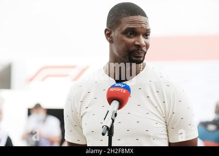 Austin, Texas, USA. 21. Oktober 2021, Chris Bosh (USA) ehemaliger Basketballspieler. Großer Preis der Vereinigten Staaten, Donnerstag, 21. Oktober 2021. Circuit of the Americas, Austin, Texas, USA. Stockfoto