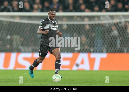 Kopenhagen, Dänemark. Oktober 2021. Anderson Esiti (44) vom PAOK FC, gesehen während des UEFA Europa Conference League-Spiels zwischen dem FC Kopenhagen und dem PAOK FC im Park in Kopenhagen. (Foto: Gonzales Photo/Alamy Live News Stockfoto