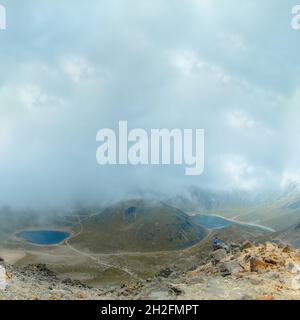 Panoramasicht auf die Krater-Seen im Vulkankessel Nevado de Toluca in Mexiko Stockfoto