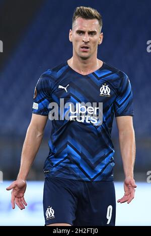 Rom, Latium. Oktober 2021. Arkadiusz Milik während des Europa-League-Spiels zwischen SS Lazio und Olympique Marseille im Olimpico-Stadion in Rom, Italien, 21. Oktober 2021. Fotografo01 Credit: Independent Photo Agency/Alamy Live News Stockfoto