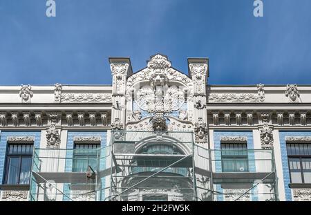 Jugendstilgebäude in Riga - Riga, Lettland Stockfoto