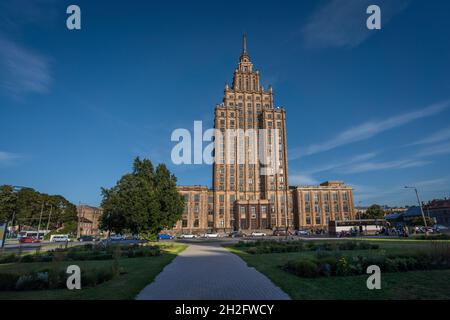 Lettische Akademie der Wissenschaften - gebäude der stalinistischen Architektur in Riga - Riga, Lettland Stockfoto