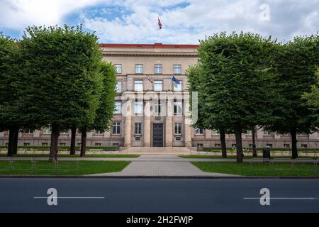 Justizpalast - Lettisches Ministerkabinett und Oberster Gerichtshof - Riga, Lettland Stockfoto