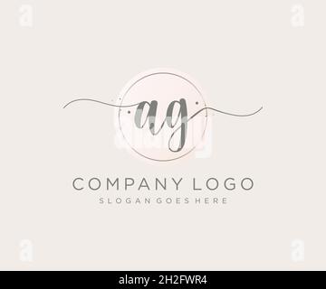 AG feminines Logo. Verwendbar für Natur, Salon, Spa, Kosmetik und Beauty Logos. Flaches Vektor-Logo-Design-Template-Element. Stock Vektor
