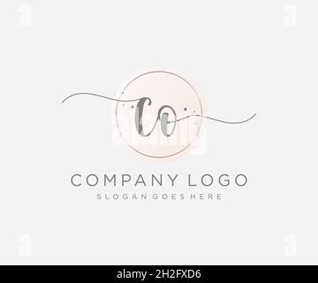 CO feminines Logo. Verwendbar für Natur, Salon, Spa, Kosmetik und Beauty Logos. Flaches Vektor-Logo-Design-Template-Element. Stock Vektor