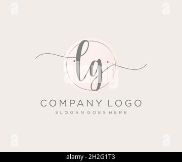 Feminines Logo von LG. Verwendbar für Natur, Salon, Spa, Kosmetik und Beauty Logos. Flaches Vektor-Logo-Design-Template-Element. Stock Vektor