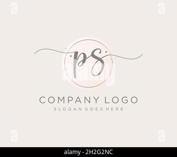 Feminines PS-Logo. Verwendbar für Natur, Salon, Spa, Kosmetik und Beauty Logos. Flaches Vektor-Logo-Design-Template-Element. Stock Vektor