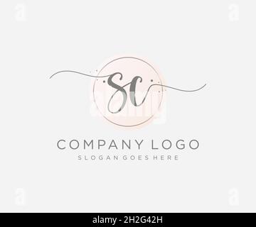 Feminines SC-Logo. Verwendbar für Natur, Salon, Spa, Kosmetik und Beauty Logos. Flaches Vektor-Logo-Design-Template-Element. Stock Vektor