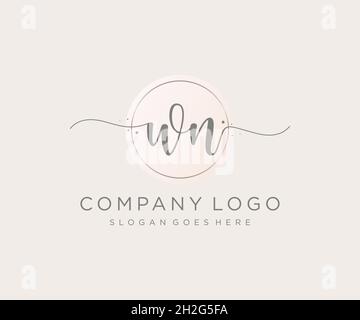 Feminines WN-Logo. Verwendbar für Natur, Salon, Spa, Kosmetik und Beauty Logos. Flaches Vektor-Logo-Design-Template-Element. Stock Vektor