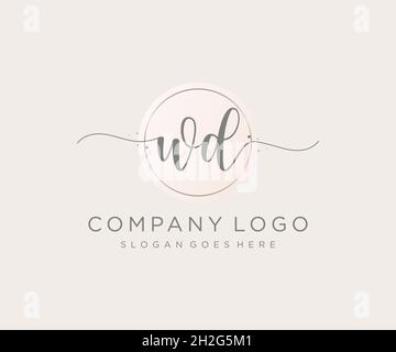 Feminines WD-Logo. Verwendbar für Natur, Salon, Spa, Kosmetik und Beauty Logos. Flaches Vektor-Logo-Design-Template-Element. Stock Vektor