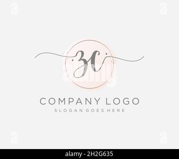 Feminines ZC-Logo. Verwendbar für Natur, Salon, Spa, Kosmetik und Beauty Logos. Flaches Vektor-Logo-Design-Template-Element. Stock Vektor