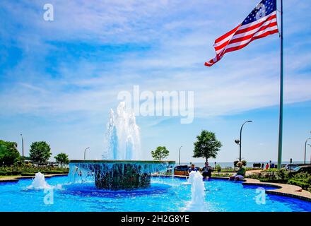 Der Brunnen ist am Fairhope Municipal Pier, 11. Juli 2020, in Fairhope, Alabama, abgebildet. Stockfoto