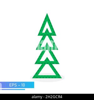 Moderner weihnachtsbaum in grüner Farbe. Pixelgrün. Moderne Illustration. Flache Vektorgrafik. Stock Vektor