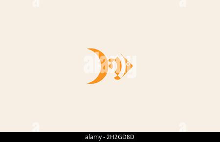 FISCHLOGO-DESIGN MIT NEGATIVEM PLATZEFFEKT FÜR DIE ILLUSTRATION Stock Vektor