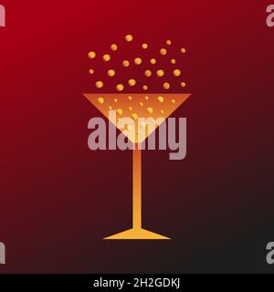 Glitzerndes Cocktailglas auf verlauftem Hintergrund Stock Vektor