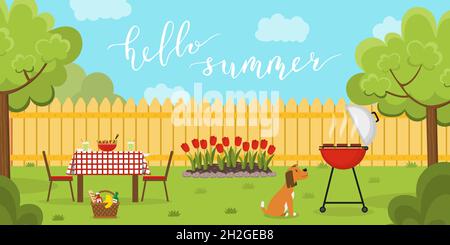 Sommertag im Garten. Stock Vektor