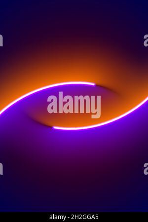 Neon Beleuchtung Hintergrund in Halloween-Stil. Abstrakte 80er oder Synthwave-Kulisse mit orangefarbener und violetter Lampe auf der Tapete Stock Vektor