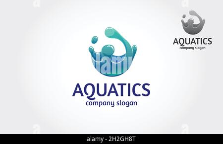 Aquatics Vector Logo Template ist ein für alle Arten von Unternehmen entwickelt. Es ist durch einfache Formen gemacht, obwohl sieht sehr professionell. Stock Vektor