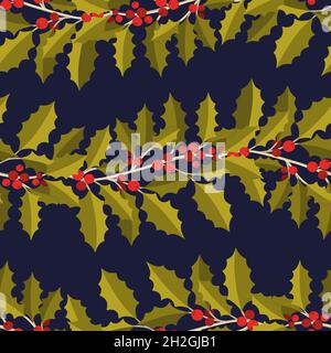 Nahtlose Muster Zweig Blätter.Natur Hintergrund horizontalen Streifen Pflanze Stock Vektor