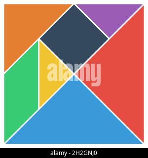 Tangram Quadrat Gehirn Spiel Basisstücke Stock Vektor