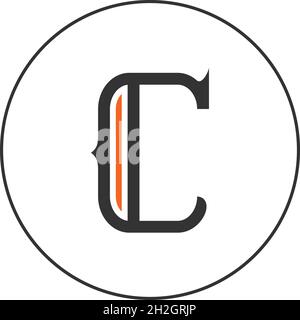 LOGO MIT DEM BUCHSTABEN C UND NEGATIVEM PLATZEFFEKT FÜR DIE ILLUSTRATION Stock Vektor