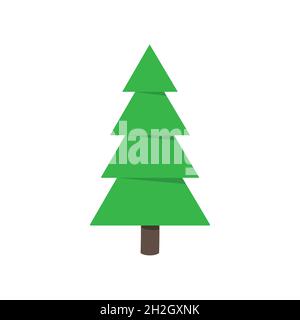 Weihnachtsbaum Tanne flach Stil Design Symbol Zeichen Vektor Illustration. Stock Vektor