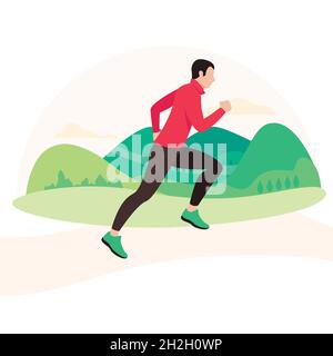 Jogging- und Laufmann. Läufer in Bewegung Stock Vektor