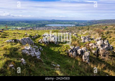 Herrliche Aussicht von der Spitze der Cheddar Gorge in Somerset im Südwesten Englands Stockfoto