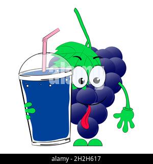 Traubensaft und Traubenkartonfigur. Vektorgrafik. Stock Vektor