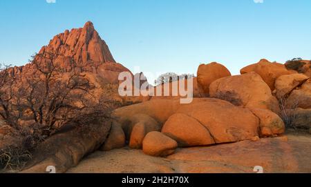 Der antike Granit der Spitzkoppe Namibia Afrika Stockfoto