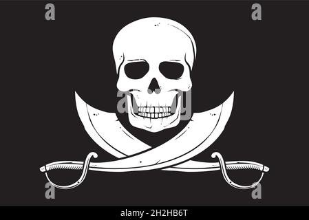 Vektor-Illustration der Piratenflagge (Schädel und gekreuzte Säbel) Stock Vektor