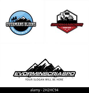 Set von Abzeichen Abenteuer Erholung Geländewagen Berg-Logo-Design Stock Vektor