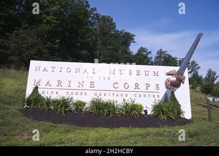 Das vordere Eingangsschild. Im National Museum of the Marine Corps Heritage Center in Virginia. Stockfoto