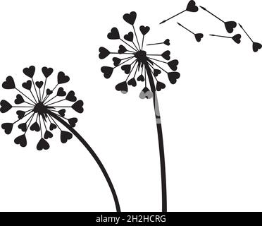 Valentines Hintergrund mit Liebe Dandelion mit Herzen Vektor-Illustration Stock Vektor