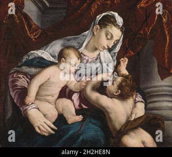 Jungfrau und Kind mit dem jungen Heiligen Johannes dem Täufer, 1560/65. Stockfoto