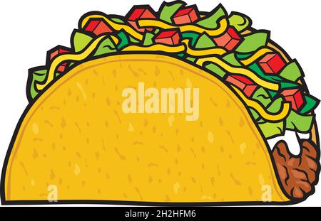 Taco - mexikanische Lebensmittel-Vektor-Illustration Stock Vektor