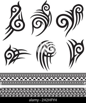 tattoo Tribal Icons Set Vektor Illustration Stock Vektor