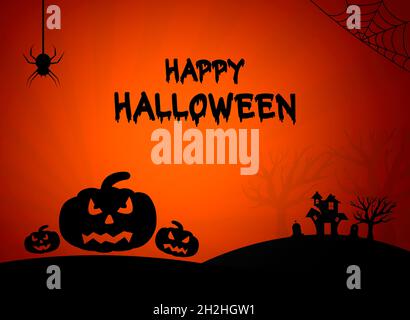 Halloween Grußkarte Vorlage. Traditionelle Halloween-Symbole Stockfoto