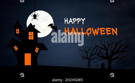 Halloween Grußkarte Vorlage. Traditionelle Halloween-Symbole Stockfoto