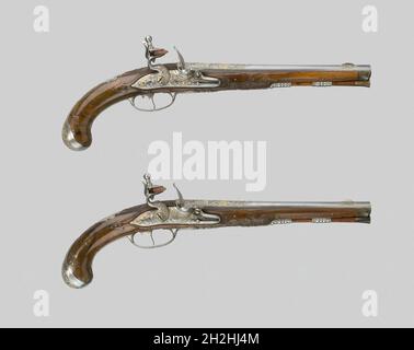 Paar Flintlock Pistolen, Flandern, c. 1700. Stockfoto